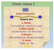 Dinner menus 2